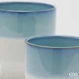 edg enzo de gasperi edg enzo de gasperi set 2 pz vaso cachepot nuance con piede h 17 cm h 13 cm ceramica blu ean 8059824460066