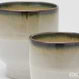 edg enzo de gasperi edg enzo de gasperi set 2 pz vaso cachepot nuance con piede h 17 cm h 13 cm ceramica marrone ean 8059824460080