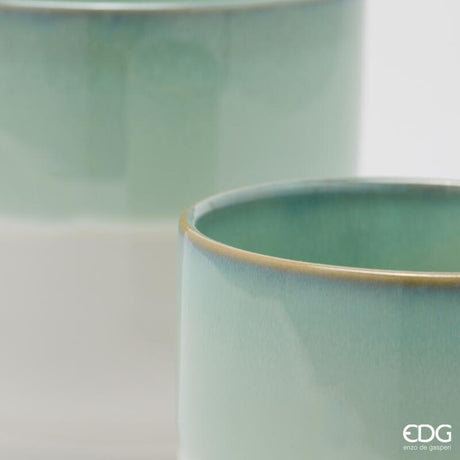 edg enzo de gasperi edg enzo de gasperi set 2 pz vaso cachepot nuance con piede h 17 cm h 13 cm ceramica verde salvia ean 8059824460042