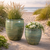 edg enzo de gasperi edg enzo de gasperi set 2 pz vaso glaze bombato rotondo h 94 cm h 71 cm waterproof verde aqua ean 8059824638830