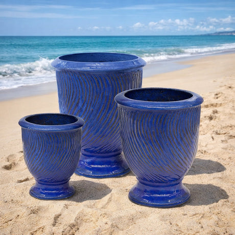 edg enzo de gasperi edg enzo de gasperi set 3 pz vaso atlas onde coppa h 67 cm h 52 cm h 37 cm royal blue ean 8059824486509