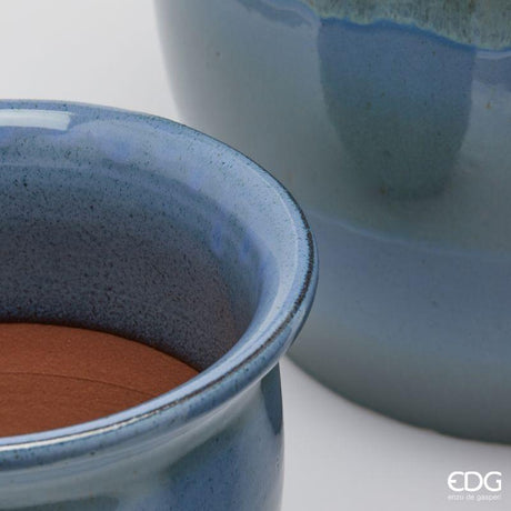 edg enzo de gasperi edg enzo de gasperi set 3 pz vaso cachepot bombato h 32 cm h 24 cm h 20 cm ceramica azzurro ean 8059824615367