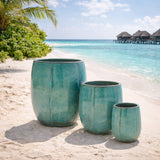 edg enzo de gasperi edg enzo de gasperi set 3 pz vaso glaze atlas spicchi bombato h 70 cm h 55 cm h 42 cm h 40 cm waterproof mix blu ean 8059824609038