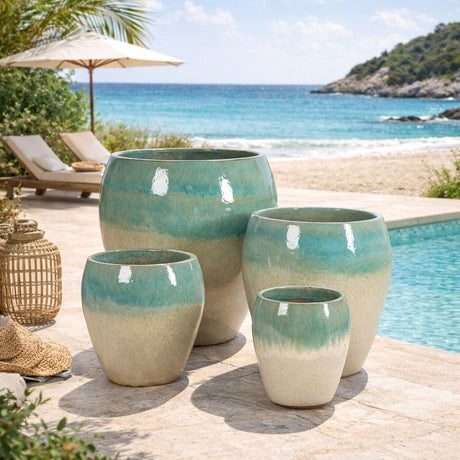 edg enzo de gasperi edg enzo de gasperi set 4 pz vaso glaze bombato h 68 cm h 52 cm h 42 cm h 32 cm waterproof mix verde ean 8059824046987