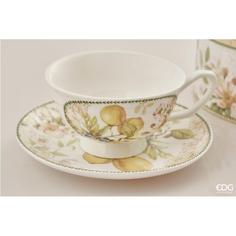 edg enzo de gasperi edg enzo de gasperi tazza da te con piatto porcellana h 7 cm d 15 cm 300 ml confezione regalo giallo ean 8056372397332