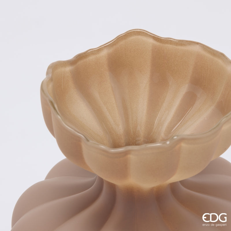 edg enzo de gasperi edg enzo de gasperi vaso flow sinuoso h 32 cm d 26 cm waterproof vetro marrone chiaro ean 8059824597243