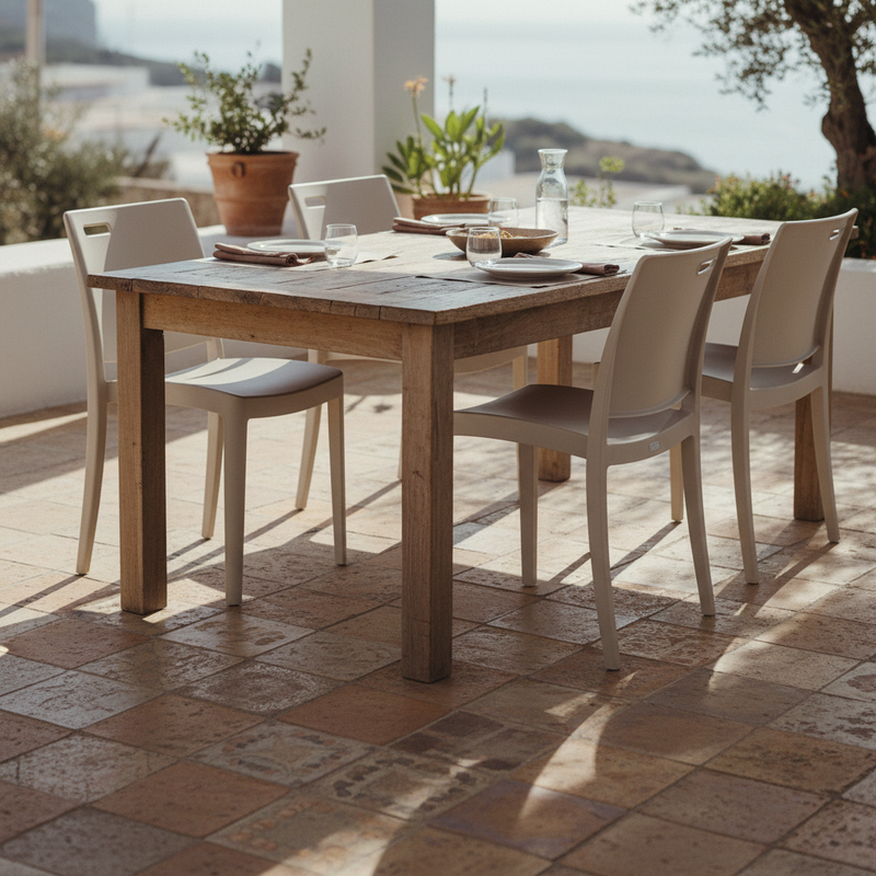 Sedia Grosfillex Clip lino, fibra di vetro anti-UV, 48×50×81 cm, impilabile. Ideale per dehors, terrazza e contract ean 35200581