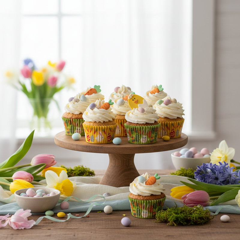 Pirottini Pasqua Karma in carta da forno Ø50×32 mm, set 36 pz, decori festivi multicolore. Cottura fino a 220°C