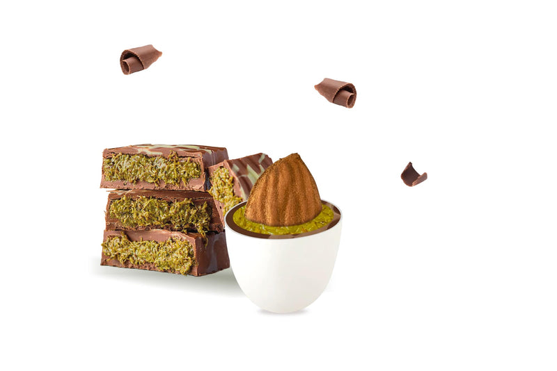 maxtris maxtris confetti ciocomandorla dubai bianco mandorla tostata e cioccolato al pistacchio 500 gr ean 8022470876840