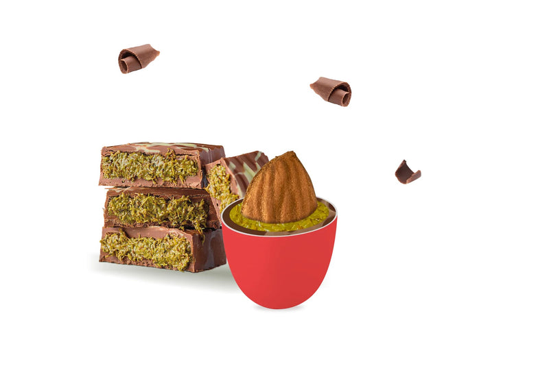 maxtris maxtris confetti ciocomandorla dubai rossa mandorla tostata e cioccolato al pistacchio 500 gr ean 8022470876864