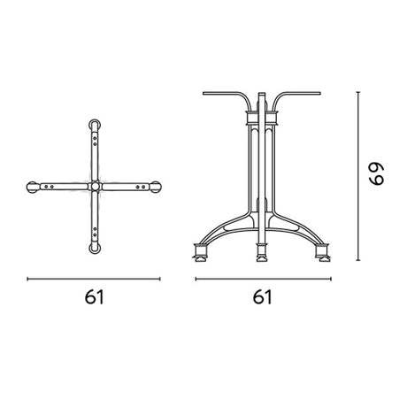 moia greenwood moia greenwood basamento tavolo 4 razze zavorrato 6 kg base in ghisa nero con tubo centrale per tavoli ean 8013054199219
