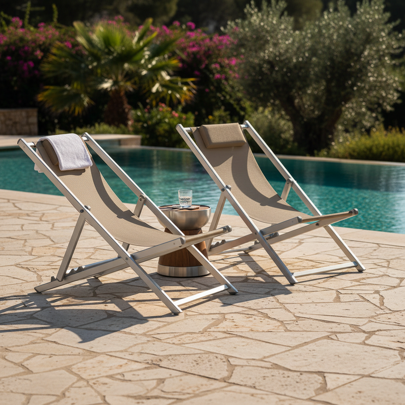 moia greenwood moia greenwood sdraio mare professionale in alluminio e textilene tortora lettino spiaggia regolabile design moderno ean 8013054838873