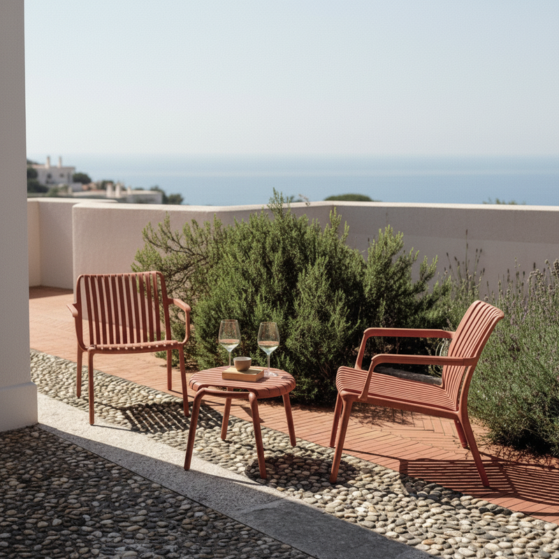 moia greenwood moia greenwood poltrona balcony set valencia resina mattone poltrona outdoor impilabile in polipropilene resistente uv ean 8013054838132