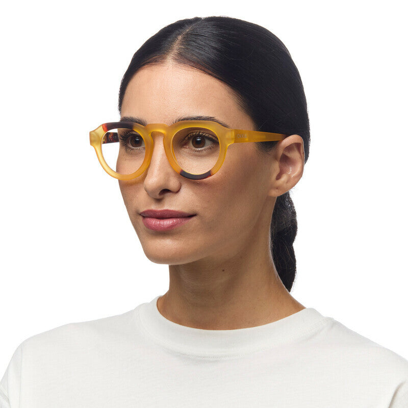 okkia okkia occhiale da lettura mod zeno soft touch anti luce blu giallo havana diottrie 3 00