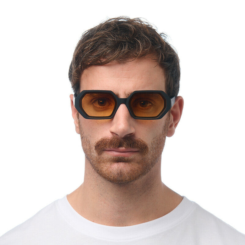 okkia okkia occhiale da sole premontato esagonale mod andrea soft touch black lenti yellow ean 8056211375620
