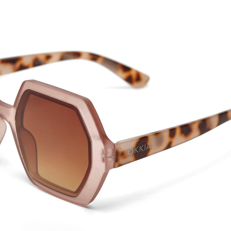 okkia okkia occhiale da sole premontato esagonale mod emma soft touch pink havana brown ean 8055773193871