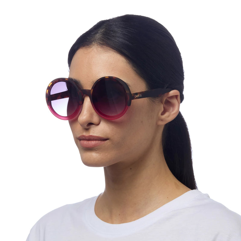 okkia okkia occhiale da sole premontato mod monica round havana pink ean 8052862288982