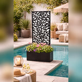regalo italiano regalo italiano fioriera rettangolare nera in ferro 50 x 22 cm h 120 cm porta piante da esterno design moderno ean 8057586111172