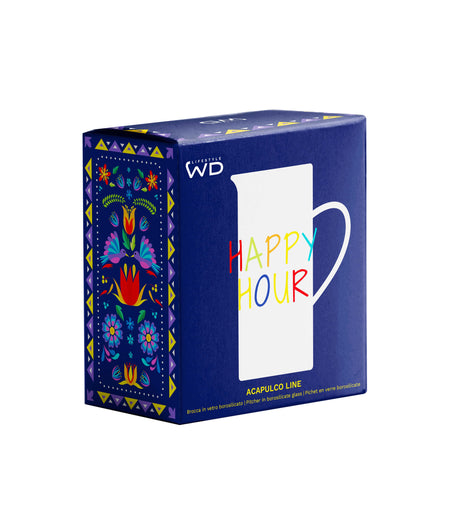 wd lifestyle wd lifestyle brocca happy hour cocktail 12 lt con scritta decorativa in vetro colorato multicolor ean 8053300572960