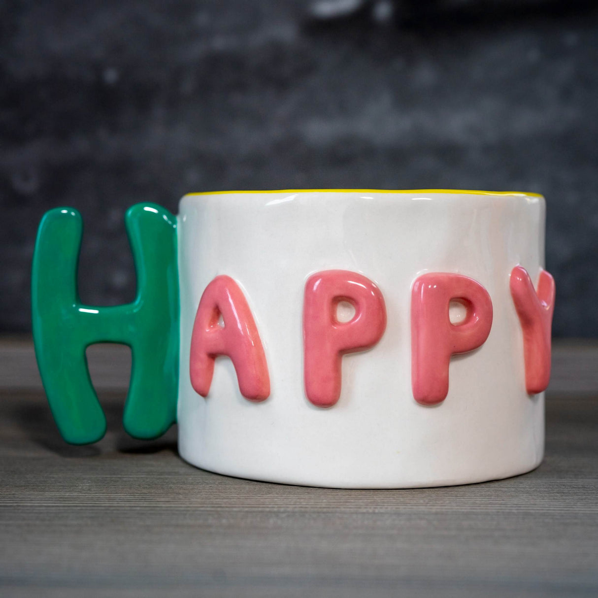 wd lifestyle wd lifestyle tazza colazione in stoneware 440 ml decoro happy verde rosa ean 8055035684918