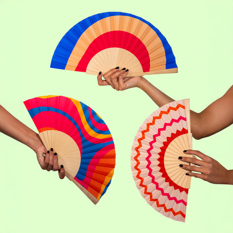 wd lifestyle wd lifestyle ventaglio in legno e tessuto decoro zig zag arancione rosa ean 8055035683416