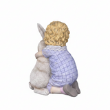 Decora casa con la statuina Arpimex Bimba con Coniglio Lavanda, resina 16×10 H 21 cm. Regalo Pasqua originale ean 8018318689697