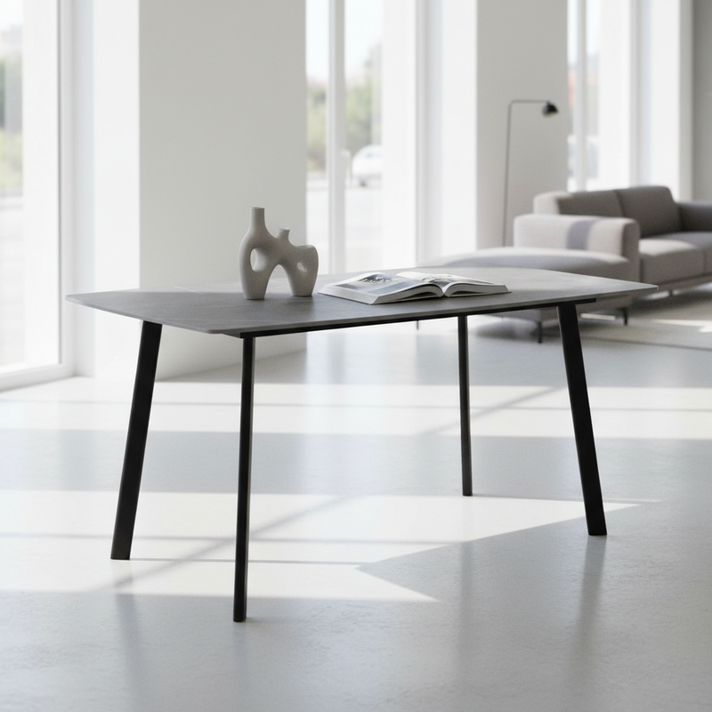 di mo commerciale di mo commerciale tavolo rettangolare quincy 150 x 85 cm h 75 cm piano in ceramica grigio opaco con gambe in metallo ean 8010402511136