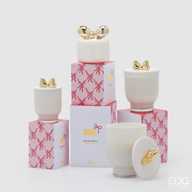 edg enzo de gasperi edg enzo de gasperi candela di natale fiocco con vaso h 15 cm d 10 cm frangipani bianco oro ean 8059824544100