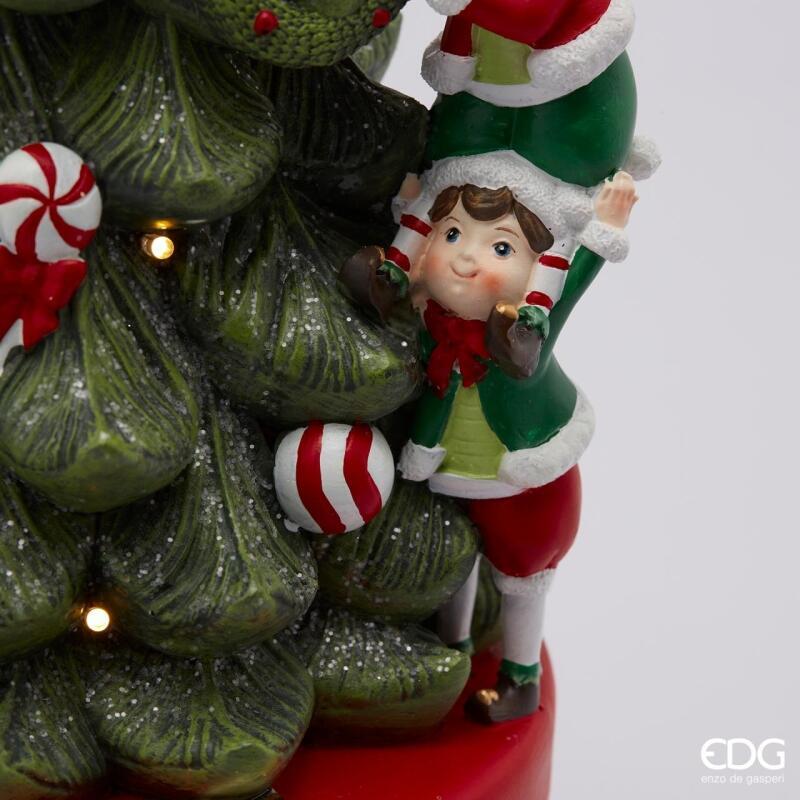 edg enzo de gasperi edg enzo de gasperi carillon pino con elfi natalizi con led h 37 cm d 16 cm verde rosso ean 8059824295521
