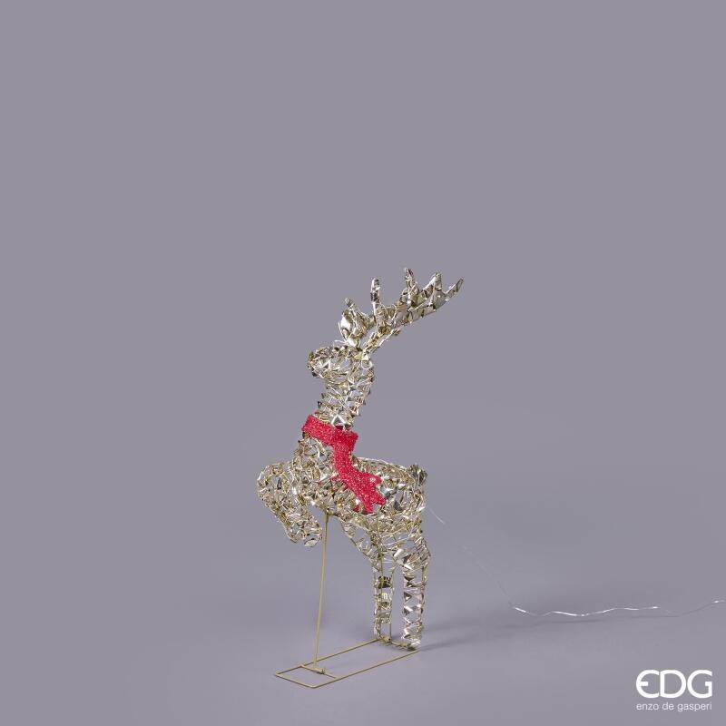 edg enzo de gasperi edg enzo de gasperi decoro natale renna con fiocco 400 microled h 72 cm l 37 cm l 12 cm ip44 gold ean 8059824546944