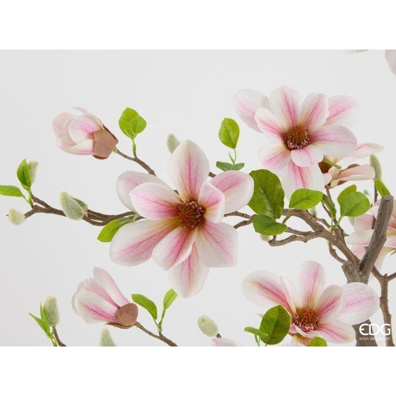 edg enzo de gasperi edg enzo de gasperi magnolia con foglie bocciolo e vaso h 180 cm pianta artificiale bianco rosa ean 8059824642097