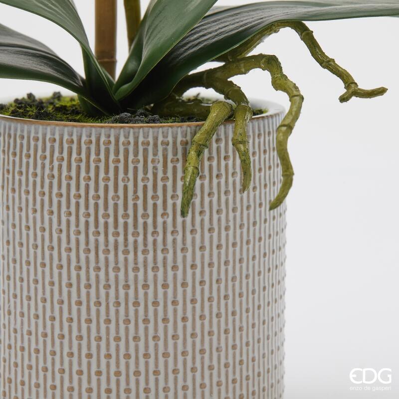 edg enzo de gasperi edg enzo de gasperi orchidea phalaenopsis con foglie e vaso h 47 cm pianta artificiale bianco rosa chiaro ean 8059824513694