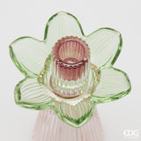 edg enzo de gasperi edg enzo de gasperi portacandela flower in vetro h 21 cm d 12 cm verde rosa ean 8059824610317
