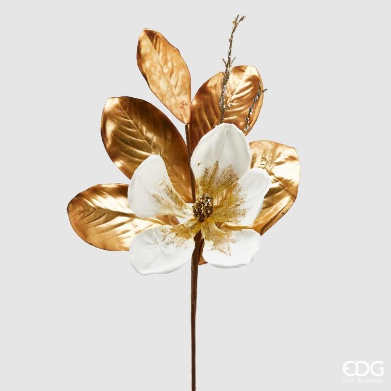 edg enzo de gasperi edg enzo de gasperi ramo magnolia shine natalizio h 61 cm bianco oro ean 8059824205032