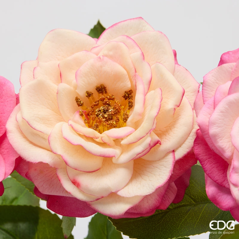 edg enzo de gasperi edg enzo de gasperi rosa ramo con foglie ass h 58 cm pianta artificiale rosa crema 1 pz ean 8059824647443