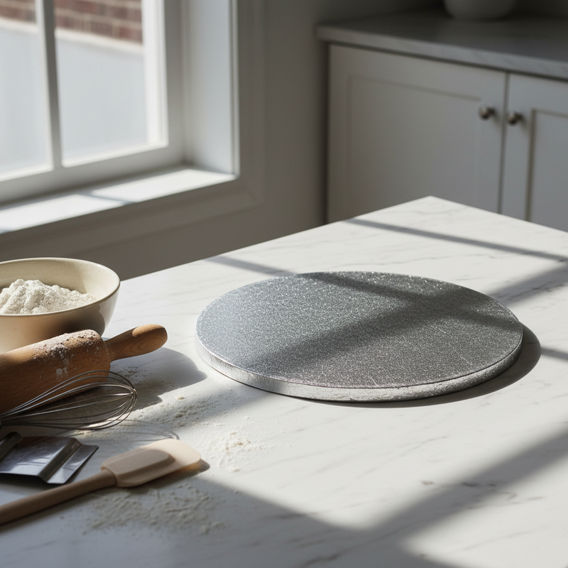 Cakeboard Karma Decora Silver tondo argentato diametro 45cm H1,2cm, cellulosa rivestita alluminio. Base rigida professionale per torte. ean 8024622056179