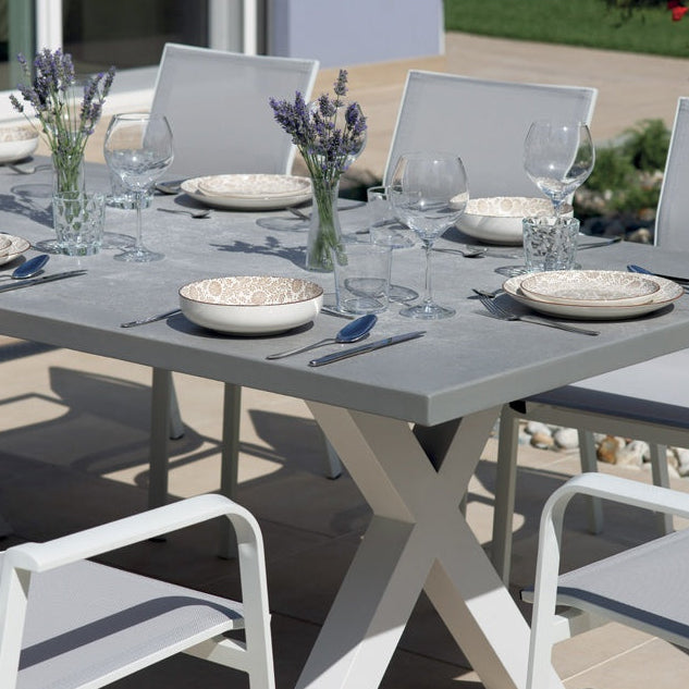 moia greenwood moia greenwood tavolo amantea 220x100 cm in alluminio bianco con piano in resina grigio outdoor design moderno ean 8013054837975