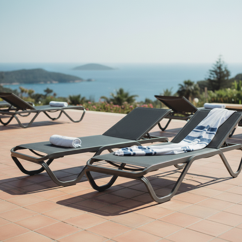 moia greenwood moia greenwood lettino vieste in alluminio antracite e textilene grigio lettino outdoor impilabile design moderno ean 8013054838880