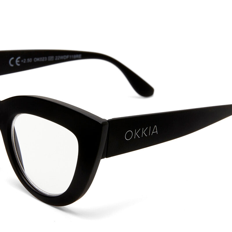 okkia okkia occhiale da lettura mod claudia premontato gatto soft touch spring nero diottrie 3 00 ean 8055773192959