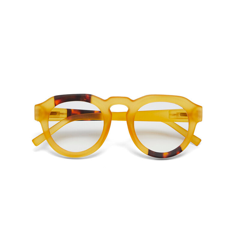 okkia okkia occhiale da lettura mod zeno soft touch anti luce blu giallo havana diottrie 3 00