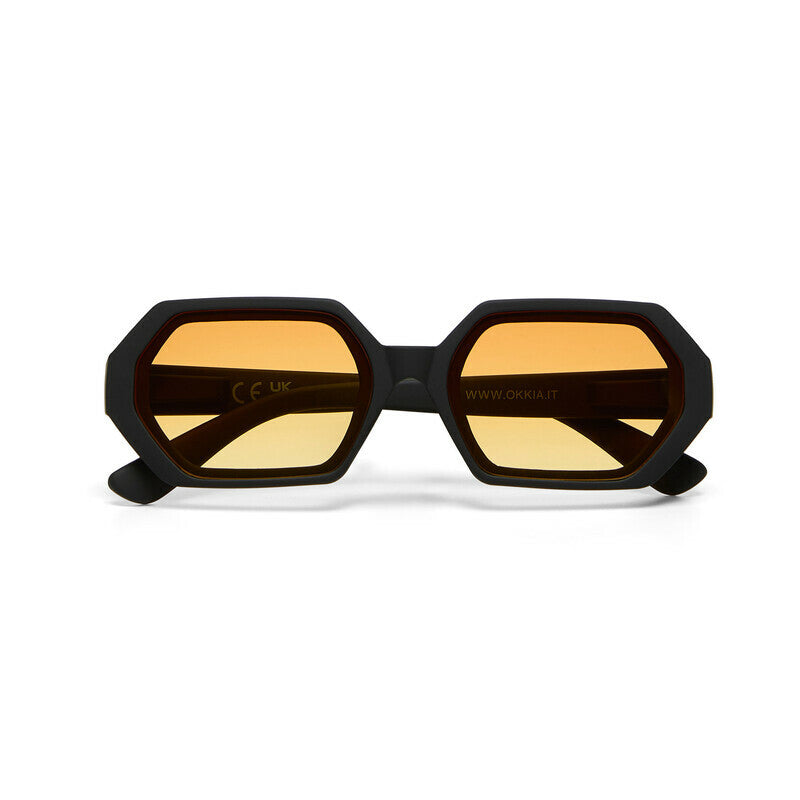 okkia okkia occhiale da sole premontato esagonale mod andrea soft touch black lenti yellow ean 8056211375620