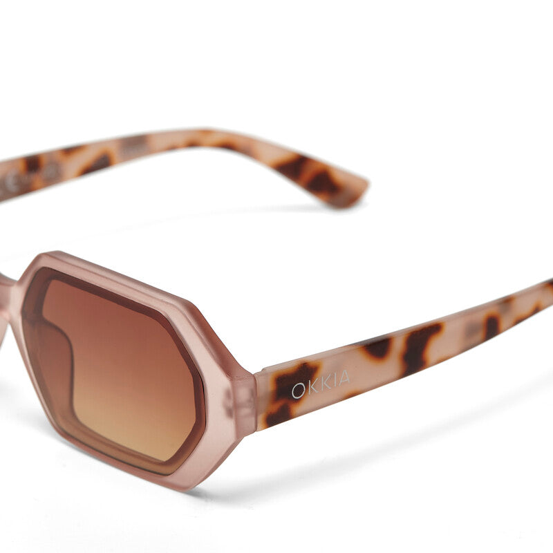 okkia okkia occhiale da sole premontato esagonale mod andrea soft touch pink havana lenti brown gradiant ean 8055773193789