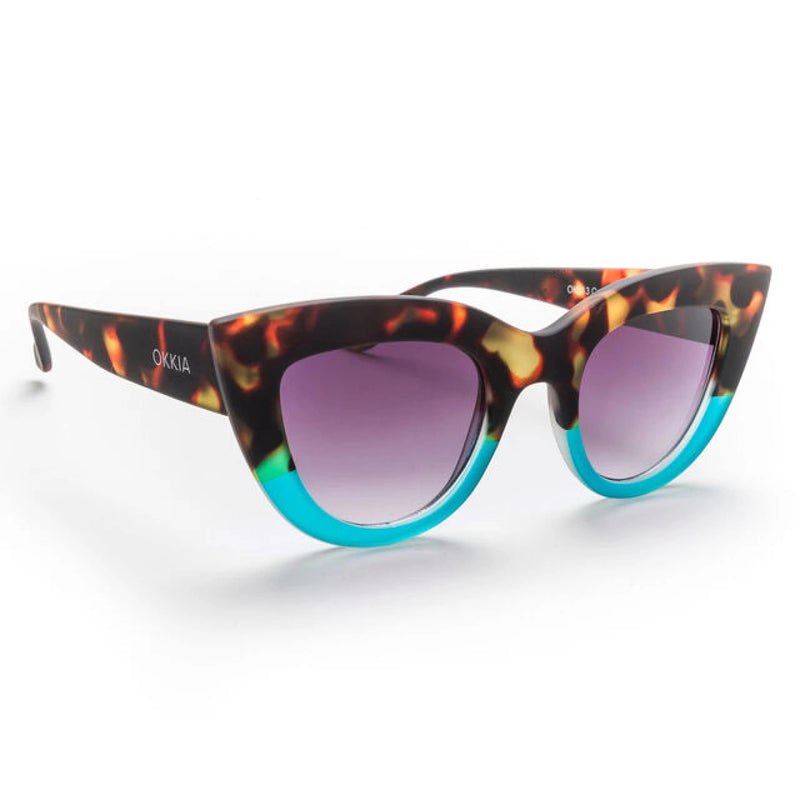 okkia okkia occhiale da sole premontato gatto big frame mod claudia havana blue ean 8052862284847
