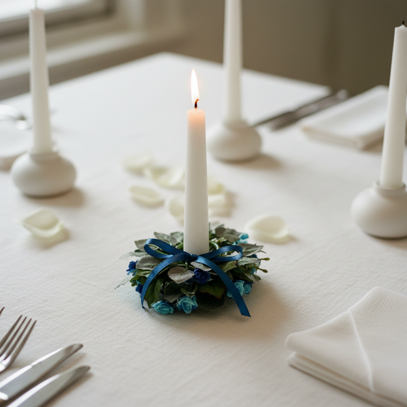 arpimex ar candlering roselline blu - giro porta candela fiori blu foglie - decorazione tavola  ean 8018318016097