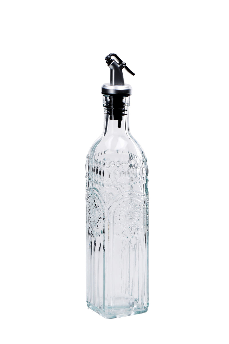 regalo italiano regalo italiano oliera acetiera ass con tappo acciaio 500 ml h 30 cm 6 x 6 cm vetro trasparente 1 pz ean 8057586201705