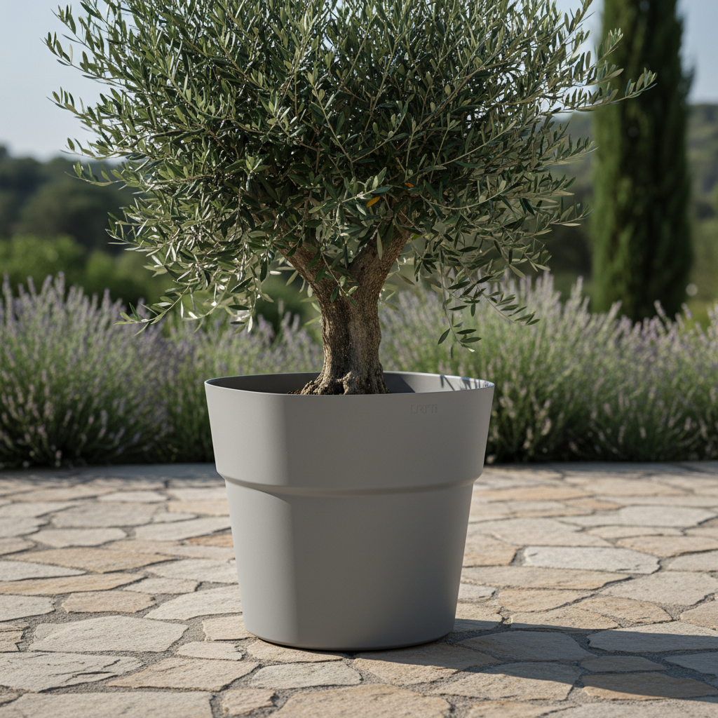 Vaso da esterno Ø58×H47 cm Fog Grey grigio chiaro, plastica riciclata 100%. Resistente da −30° a +60°C ean 8051560259218