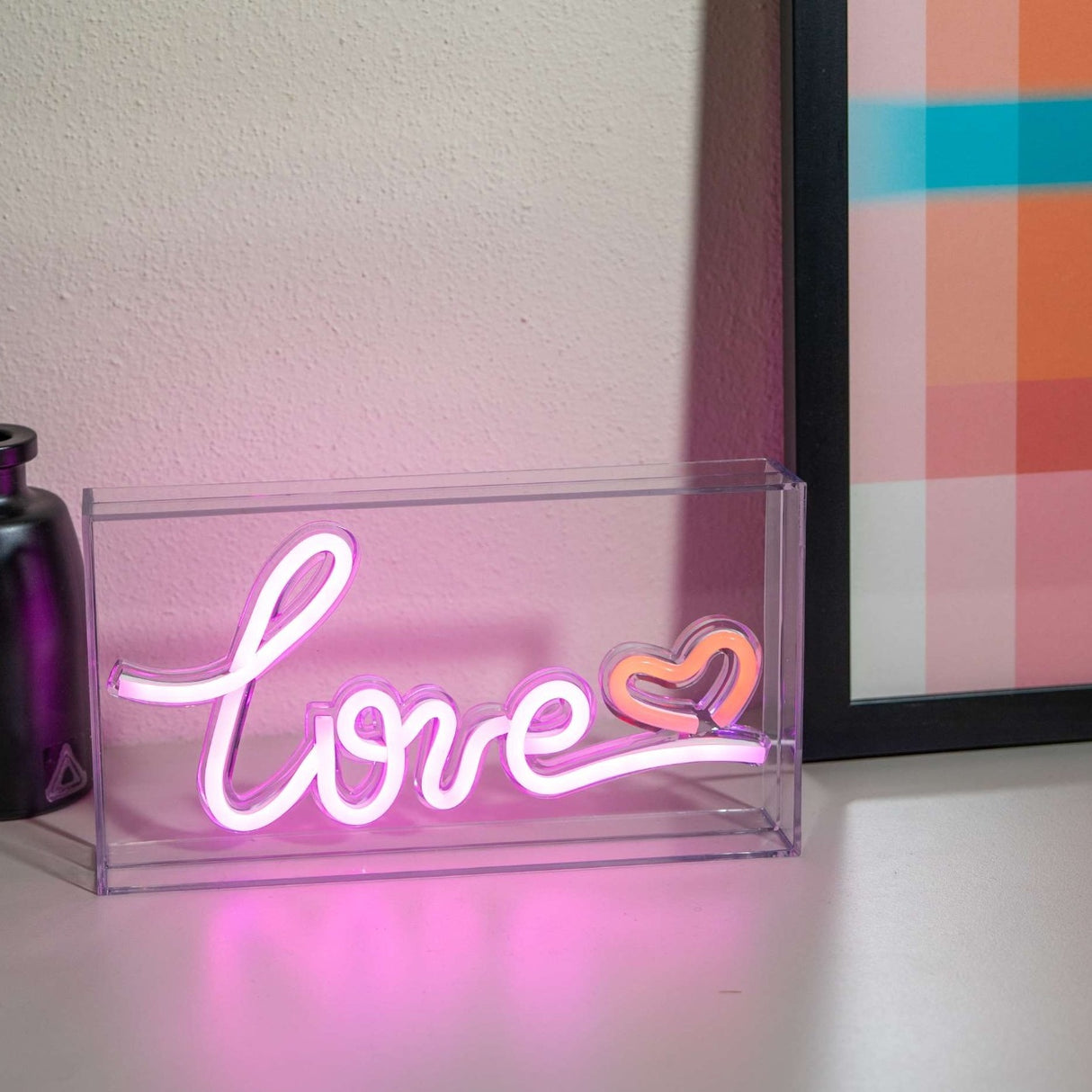 wd lifestyle wd lifestyle insegna neon con cornice in plexiglass 23 x 13 cm decoro love ean 8053300576401