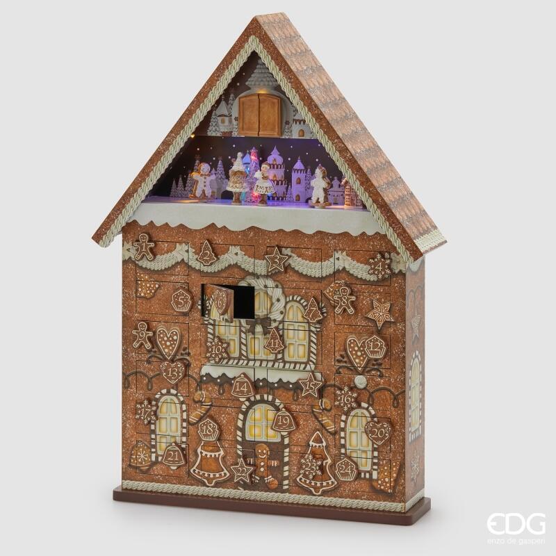 edg enzo de gasperi edg enzo de gasperi decoro casetta avvento natale h 62 cm l 39 cm l 11 cm musica movimento led white brown ean 8059824561862