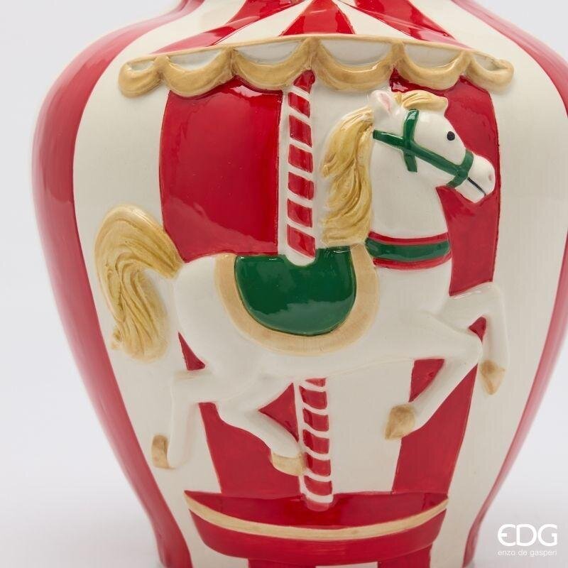 edg enzo de gasperi edg enzo de gasperi vaso anfora cavallo giostra h26 21 cm bianco rosso decorazione natalizia ean 8059824663535
