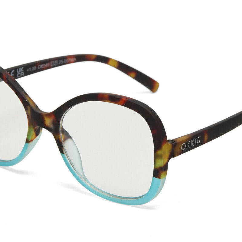 okkia okkia occhiale da lettura mod verona premontato butterfly soft touch spring anti luce blu havana blue diottrie 3 00 ean 8056211374043
